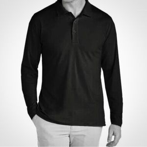 🆕 Oleg Cassini Black polo shirt, long sleeve Men's Size Large